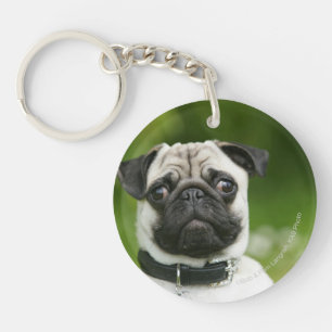 Pug headshot keychain