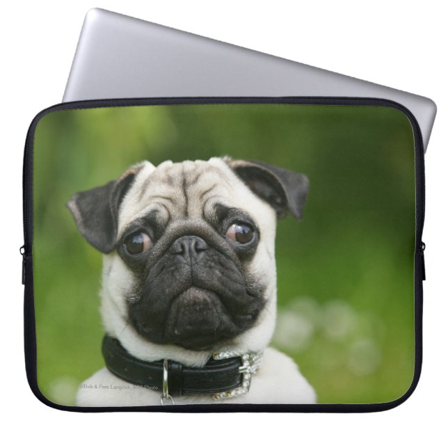 Pug headshot laptop sleeve (Front)