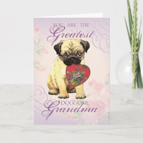 Pug Heart Grandma Card