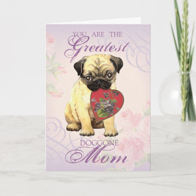 Pug Heart Mom Card (Front)