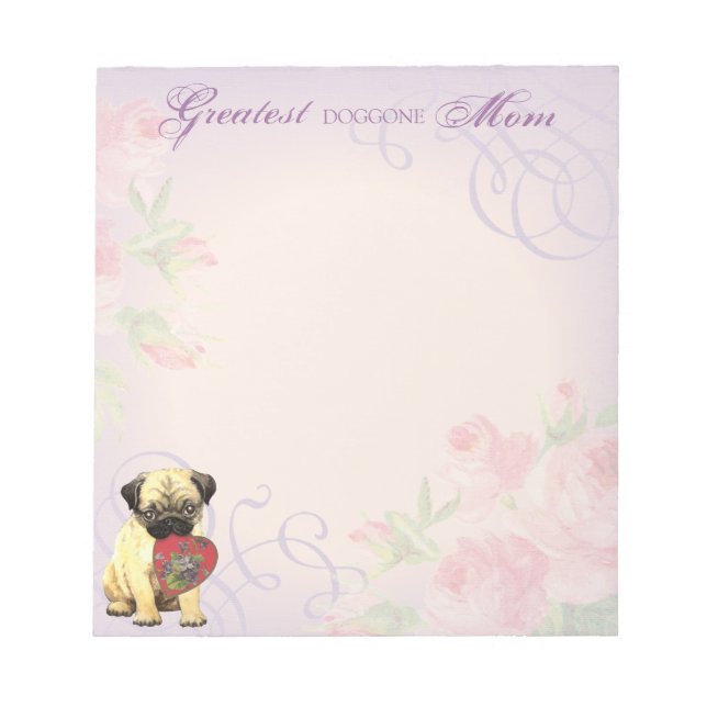 Pug Heart Mom Notepad (Front)