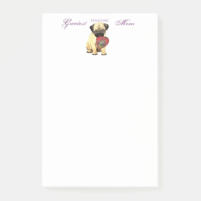 Pug Heart Mom Post-it Notes (Front)