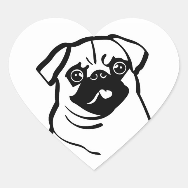 Pug Heart-Shaped Stickers (Front)