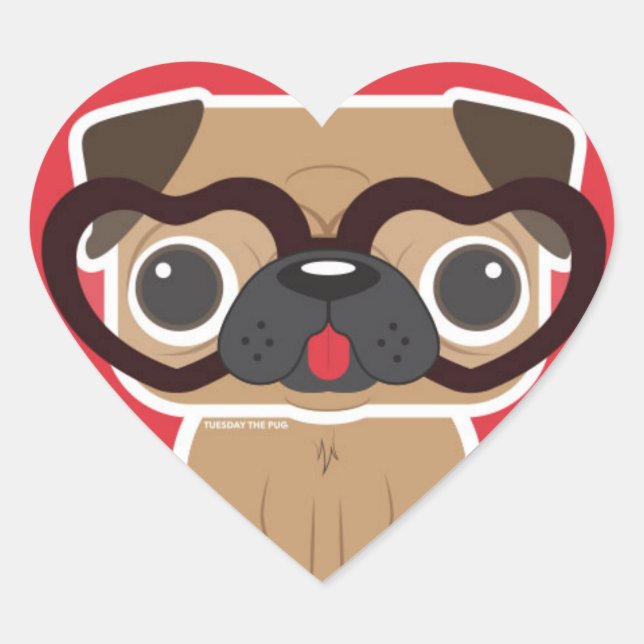 Pug Heart Sticker (Front)