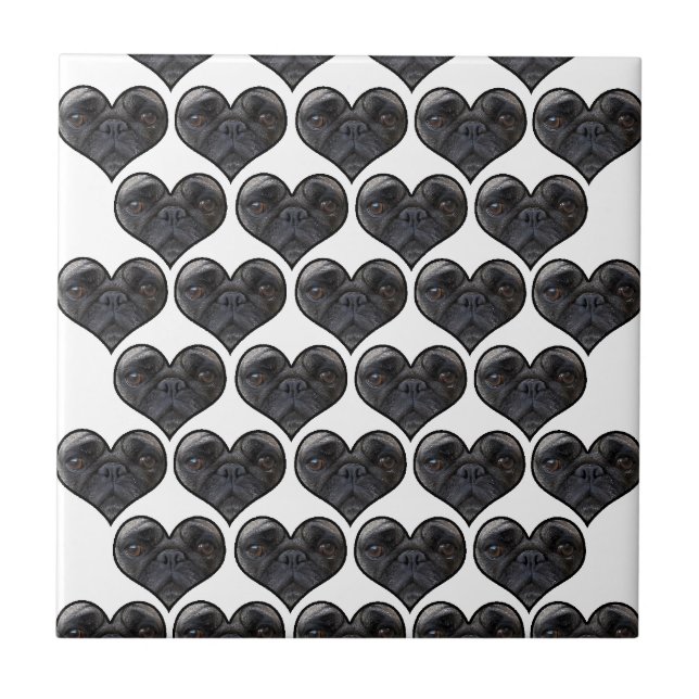 Pug Hearts Ceramic Tile (Front)