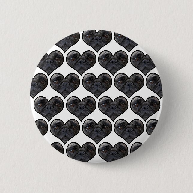 Pug Hearts Pinback Button (Front)