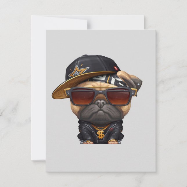 Pug Hip Hop Super  Invitation (Front)
