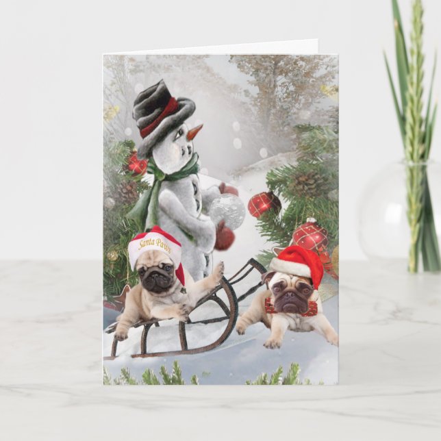 Pug Holiday Fun Cards (Front)