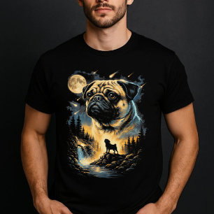 Pug Howling To The Moon Vintage 90S T-Shirt
