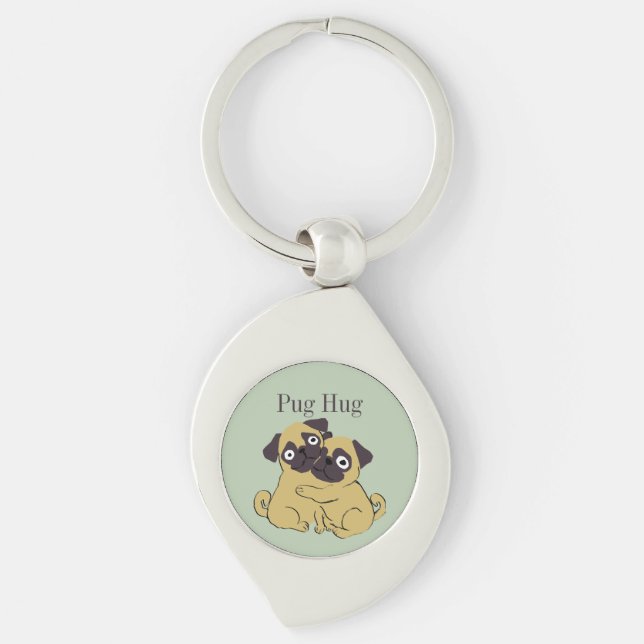Pug hug  keychain (Front)