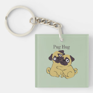 Pug hug keychain