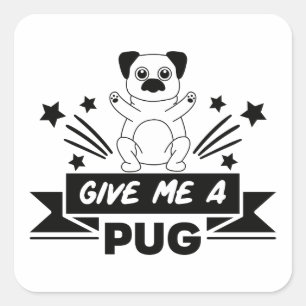 Pug Hug Puppy Mom Dog Dad Fur Mama Baby Puppies Square Sticker