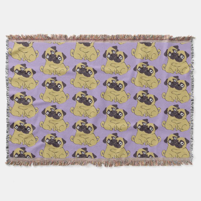 Pug hug  throw blanket (Front)