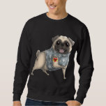 Pug I Love Mom Tattoo Dog Funny Mother&#39;s Day Gift Sweatshirt