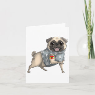 Pug I Love Mom Tattoo Dog Shirt Funny Mothers Day  Card