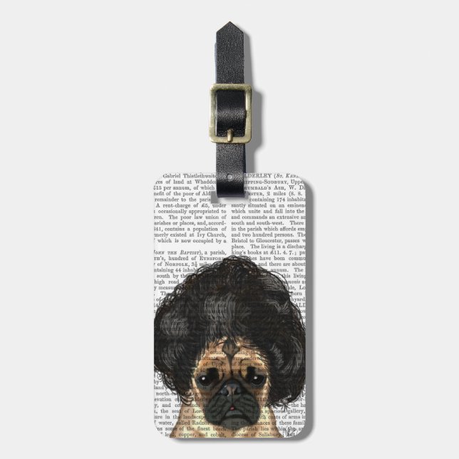 Pug In A Bad Wig Luggage Tag (Front Vertical)