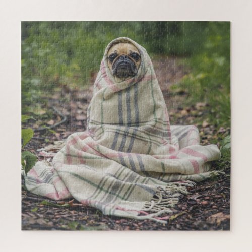 Pug In A Blanket Jigsaw Puzzle