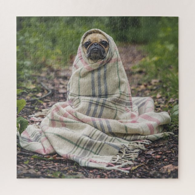 Pug In A Blanket Jigsaw Puzzle (Vertical)