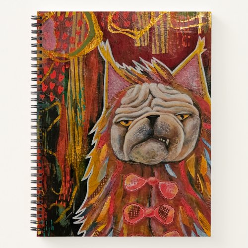 Pug in a cat costume unhappy pug abstract collage notebook
