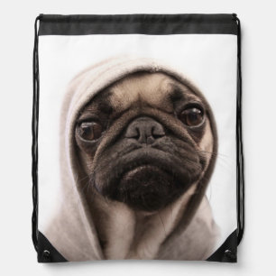 Pug In A Hoodie Drawstring Bag