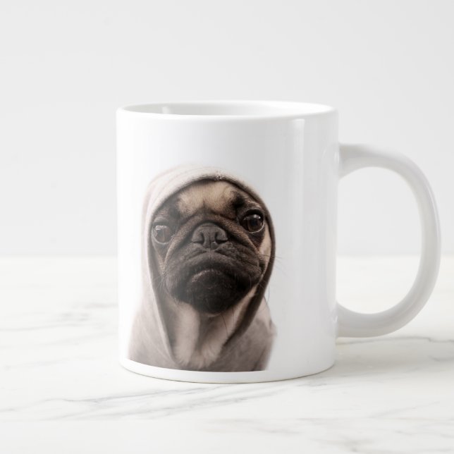 Pug In A Hoodie Giant Coffee Mug (Right)