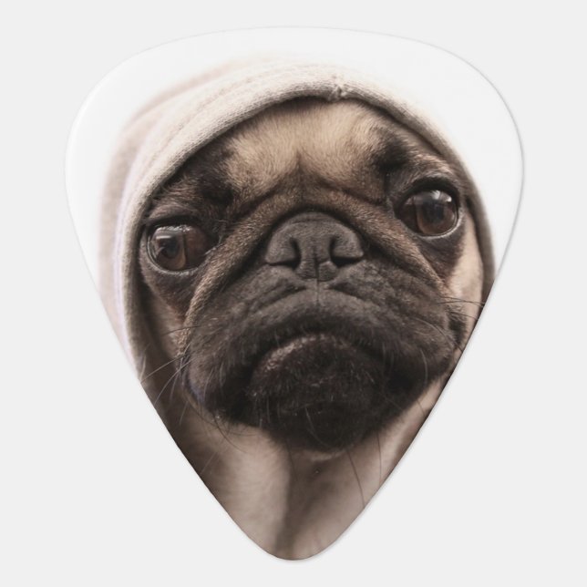 Pug In A Hoodie Guitar Pick (Front)