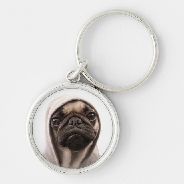 Pug In A Hoodie Keychain (Front)