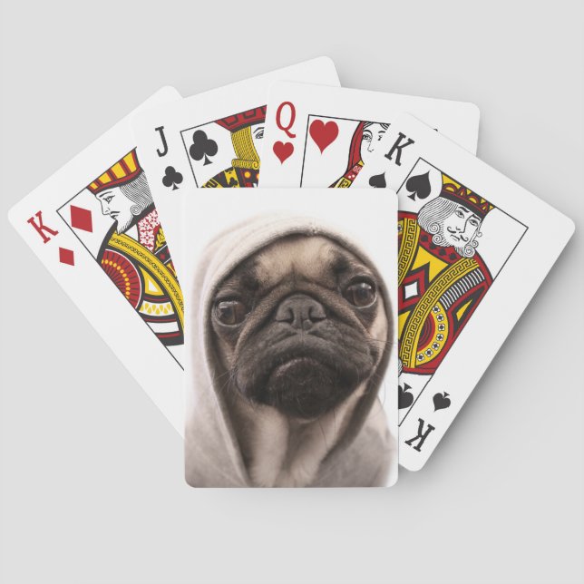 Pug In A Hoodie Poker Cards (Back)