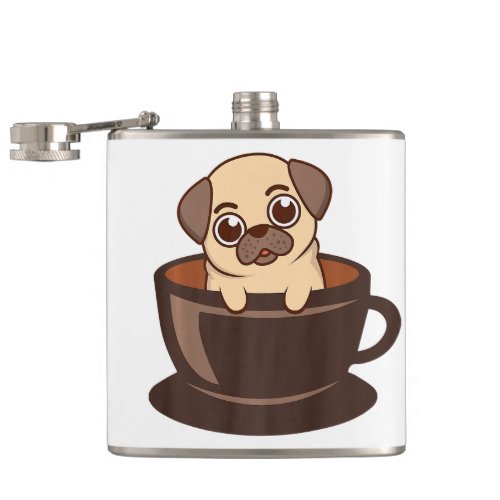 Pug In A Mug Coffee Drinker Dog Pet Lover Flask