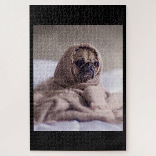 Pug In Blanket Cute Pug Dog Lover Gift Jigsaw Puzzle