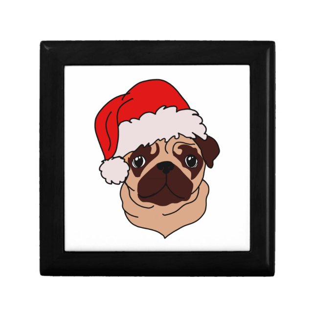 Pug in Christmas hat   Gift Box (Front)