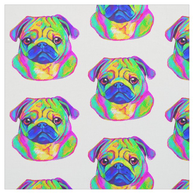 Pug in Colors Fabric (Swatch)