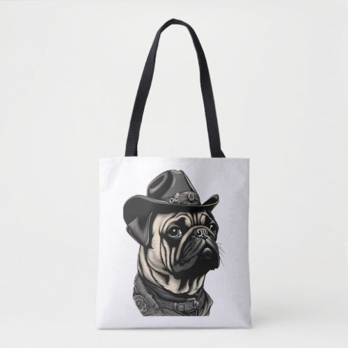 Pug in cowboy hat Classic T_Shirt Tote Bag