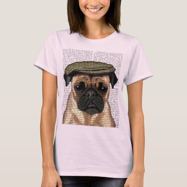 Pug in Flat Cap T-Shirt (Front)