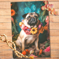 Pug in Florals 1 Decoupage Paper