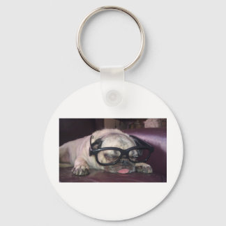 Pug In Glasses Keychain