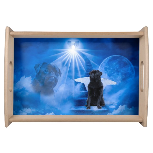 Pug in Heaven as Angel Sympathy Serving Tray (Front)