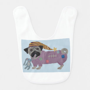 Pug in PJs Baby Bib