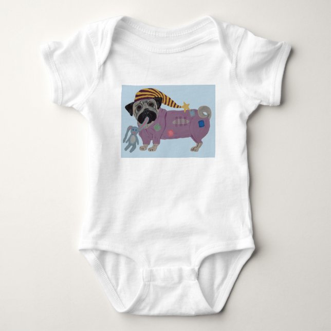 Pug in PJs  Baby Bodysuit (Front)