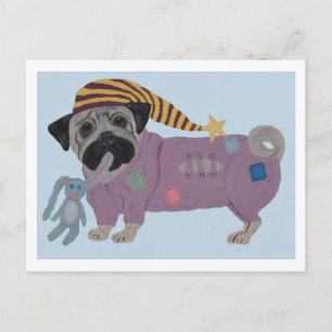 Pug in PJs  Postcard