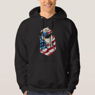 Pug In Pocket Dog 4th July Men Women Kids USA Flag Hoodie