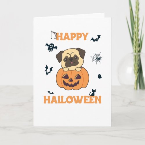 Pug In Pumpkin Sweet Dogs Happy Halloween Card