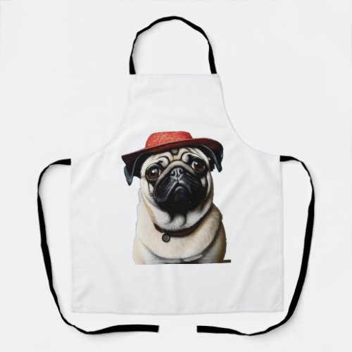 Pug in red hat Classic T_Shirt Apron