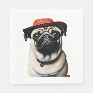 Pug in red hat Classic T-Shirt Napkins