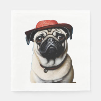 Pug in red hat Classic T-Shirt Napkins