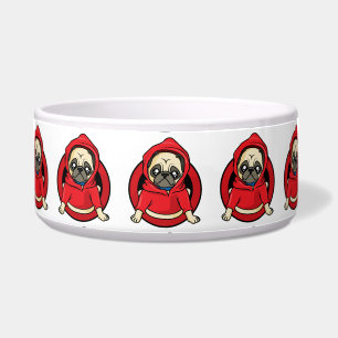 Pug in Red Hoodie Bowl