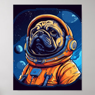 Pug in space poster