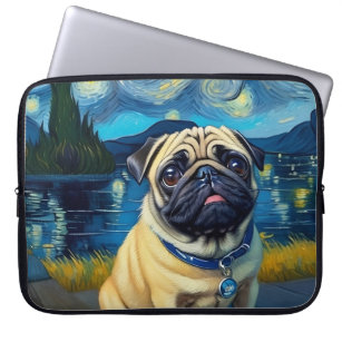 Pug in Starry Night  Laptop Sleeve