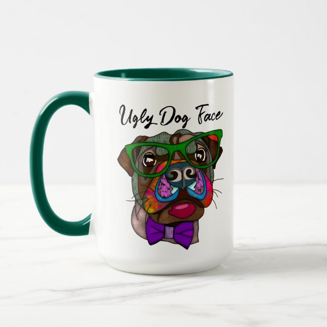 Pug in Sunglasses ugly dog face mug (Left)