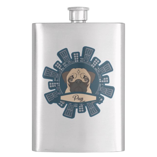 pug in the city flask (Front)